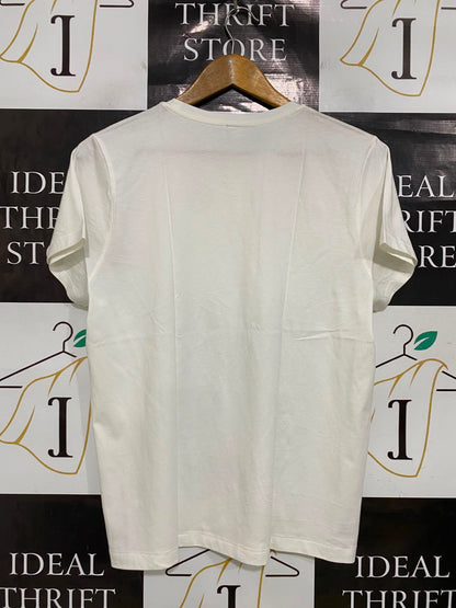 UNIQLO |L| BUST 19| A35| WHITE CREW-NECK BASIC COTTON SHORT-SLEEVE T-SHIRT