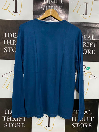 |L| BUST 21| A35| BLUE BASIC LONG-SLEEVE CREW-NECK PERFORMANCE TOP