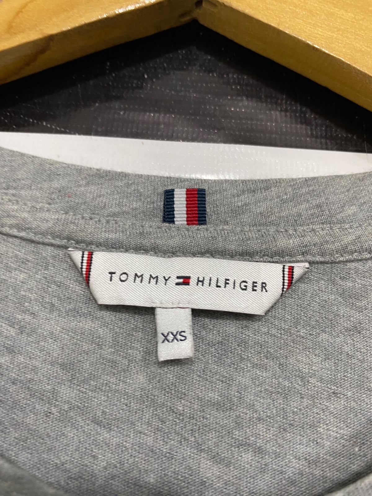 TOMMY HILFIGER |XS| BUST 16| A35| GREY EMBROIDERED LOGO COTTON T-SHIRT