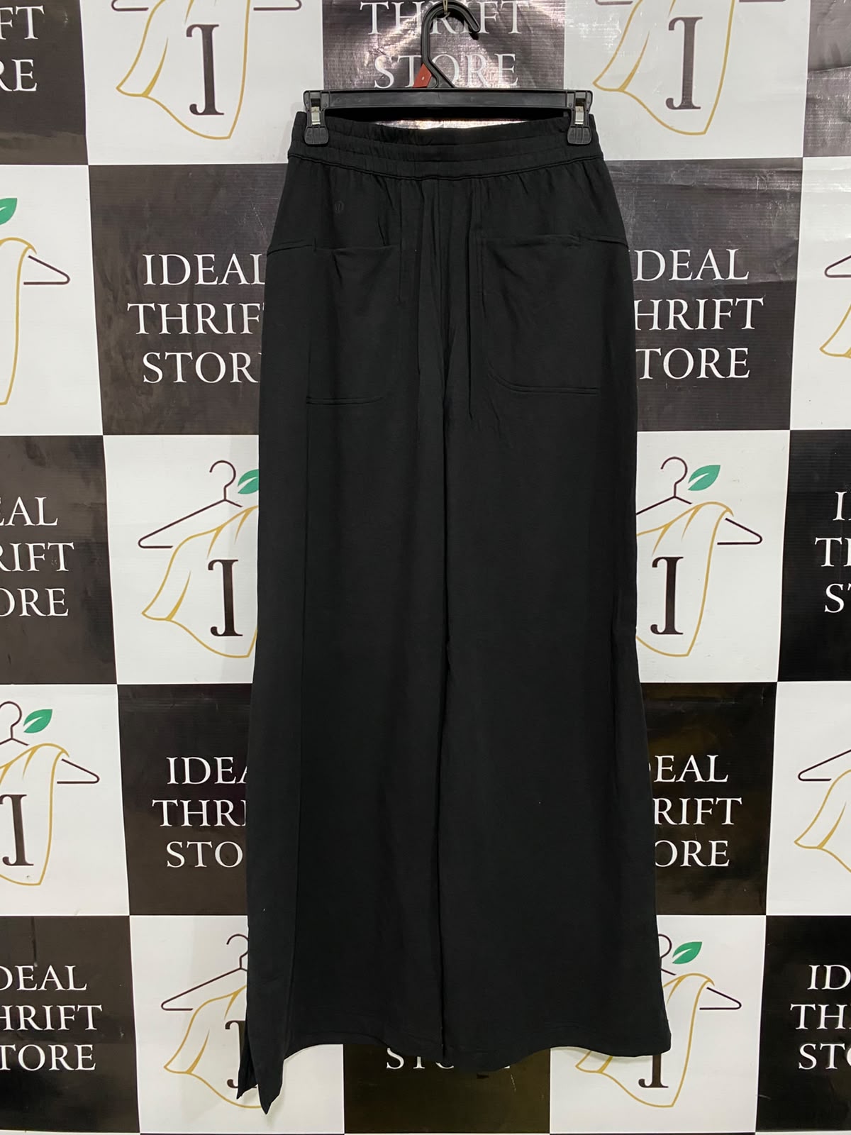 LULULEMON |XS| WAIST 24| BLACK HIGH-WAISTED DRAWSTRING WIDE-LEG ACTIVEWEAR PANTS WITH HEM SLITS