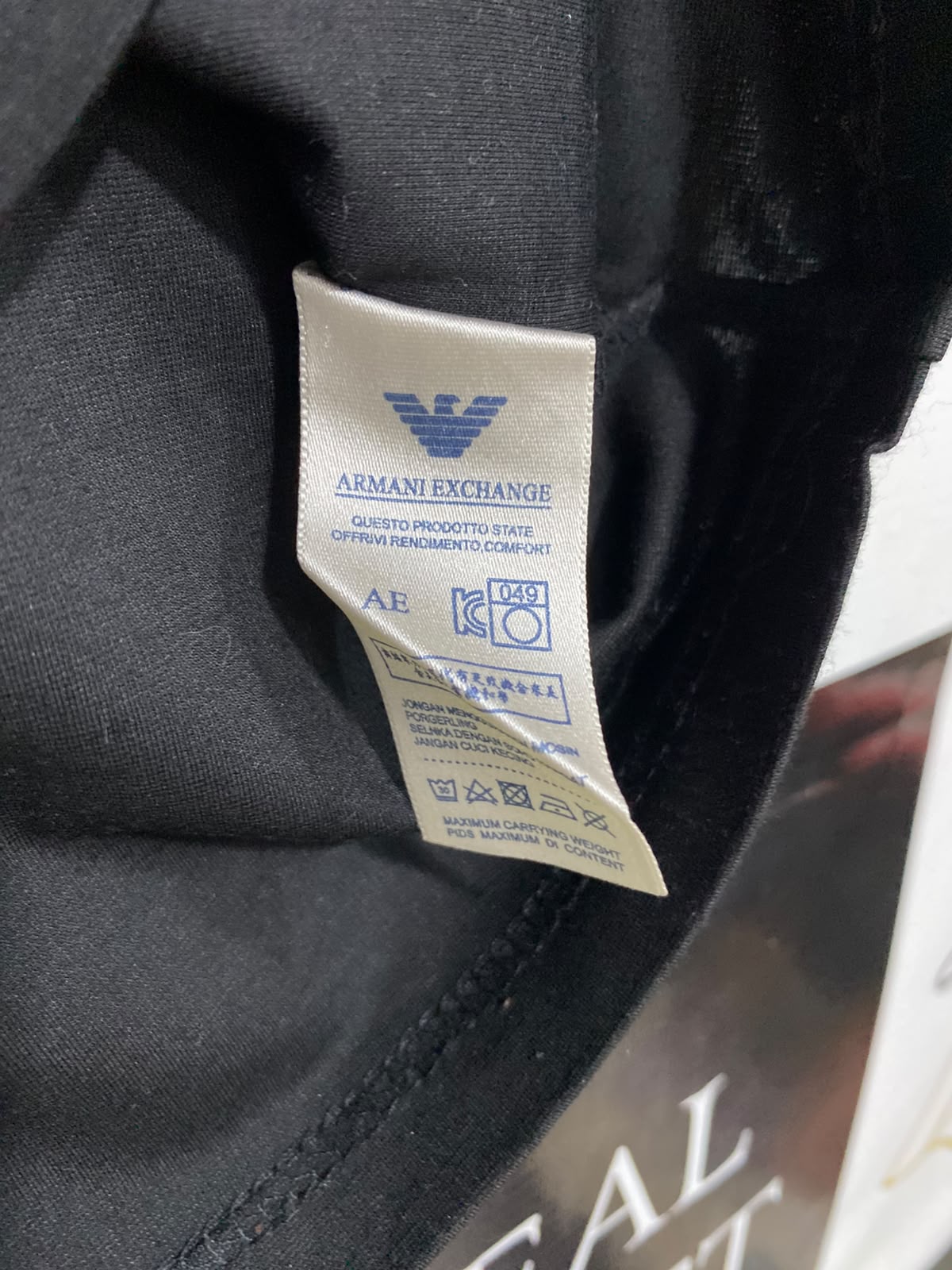 ARMANI EXCHANGE |L| BUST 19| A35| BLACK MINIMALIST LOGO COTTON T-SHIRT