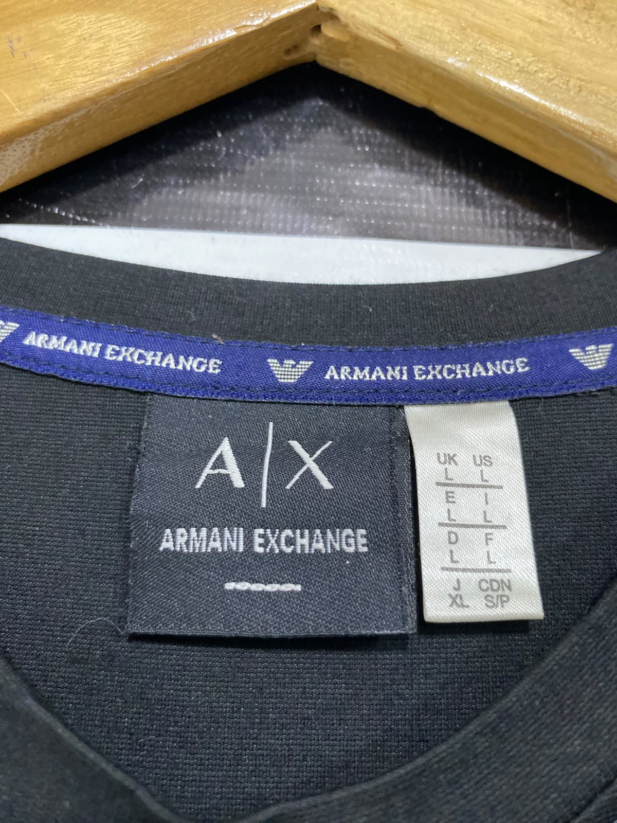 ARMANI EXCHANGE |L| BUST 19| A35| BLACK MINIMALIST LOGO COTTON T-SHIRT