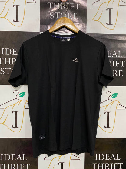 ARMANI EXCHANGE |L| BUST 19| A35| BLACK MINIMALIST LOGO COTTON T-SHIRT