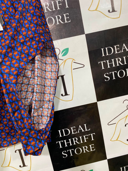 VERONIKA MAINE |M| BUST 19| A35| VERONICA MAINE GEOMETRIC PRINT LONG-SLEEVE SILK-BLEND BLOUSE