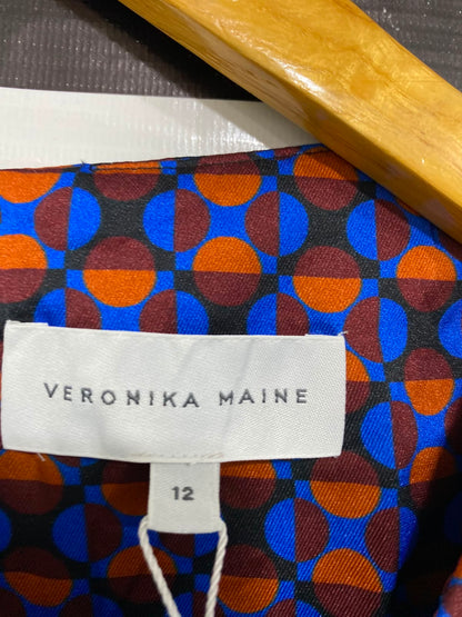 VERONIKA MAINE |M| BUST 19| A35| VERONICA MAINE GEOMETRIC PRINT LONG-SLEEVE SILK-BLEND BLOUSE