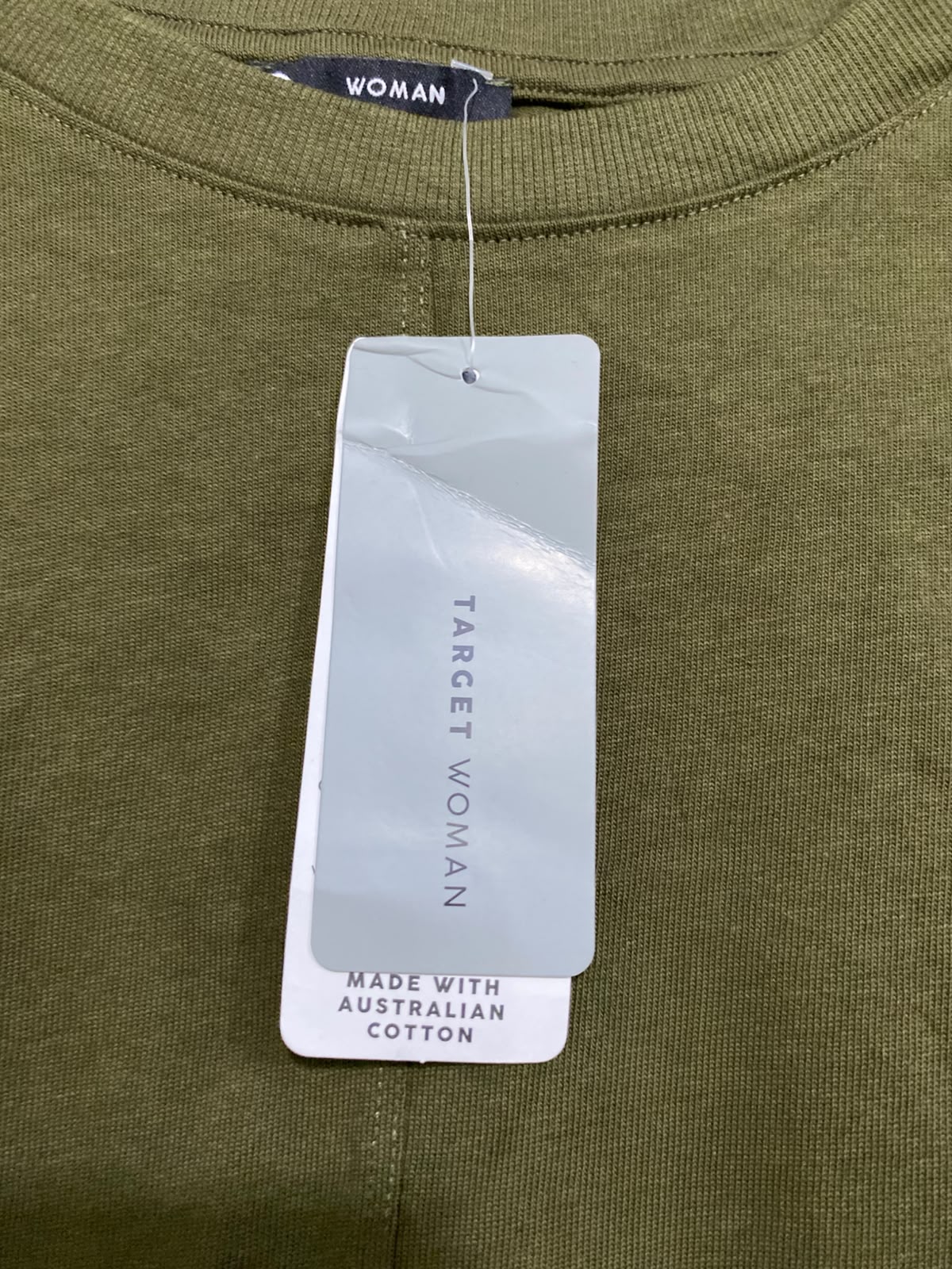 TARGET WOMAN |XS| BUST 17| A35| OLIVE GREEN SIDE-RUCHED COTTON CAP SLEEVE TOP