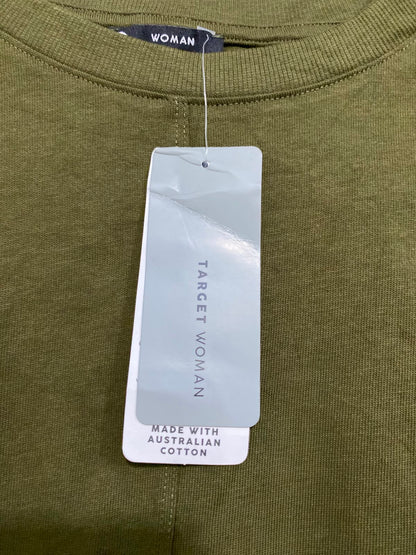 TARGET WOMAN |XS| BUST 17| A35| OLIVE GREEN SIDE-RUCHED COTTON CAP SLEEVE TOP