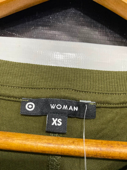 TARGET WOMAN |XS| BUST 17| A35| OLIVE GREEN SIDE-RUCHED COTTON CAP SLEEVE TOP
