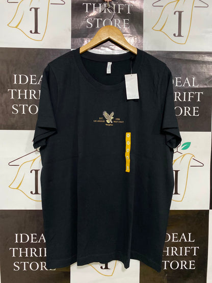 AVELLA |XL| BUST 22| A35| BLACK "LOS ANGELES 1986" EAGLE-PRINT COTTON T-SHIRT