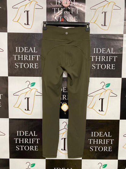 LULULEMON |XS| WAIST 23| OLIVE GREEN HIGH-WAISTED PERFORMANCE ACTIVEWEAR LEGGINGS WITH SIDE POCKETS