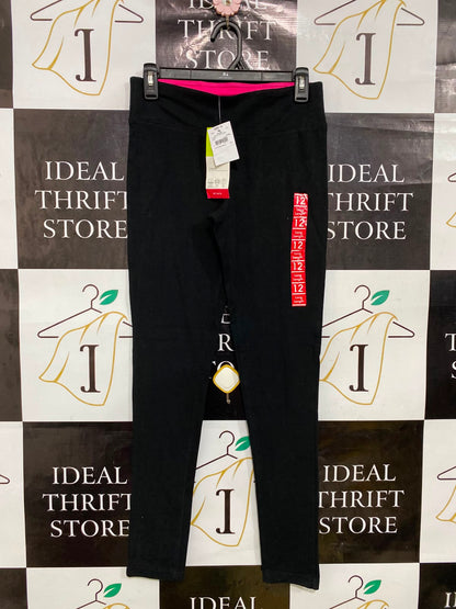 ACTIVE & CO |S| WAIST 26| A34| BLACK HIGH-WAISTED PERFORMANCE ACTIVEWEAR LEGGINGS WITH HOT PINK WAISTBAND