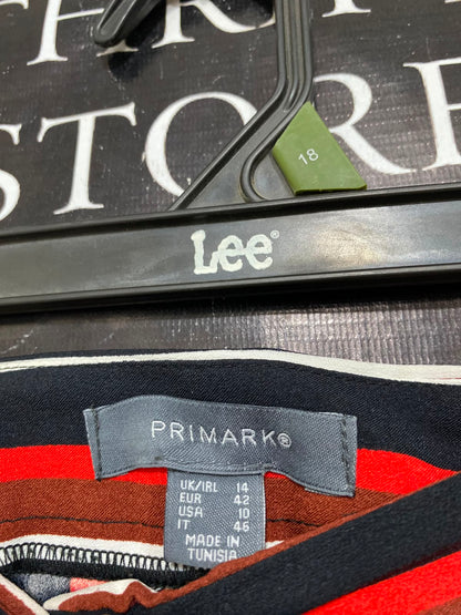 PRIMARK |L| WAIST 30| A34| BLACK HIGH-WAISTED PERFORMANCE ACTIVEWEAR LEGGINGS WITH HOT PINK WAISTBAND