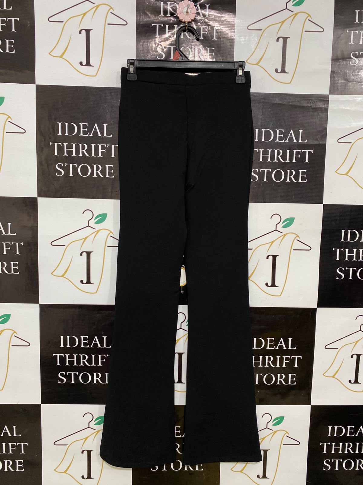 COTTON ON |XS| WAIST 26| A34| BLACK HIGH-WAISTED STRETCH FLARE TROUSERS