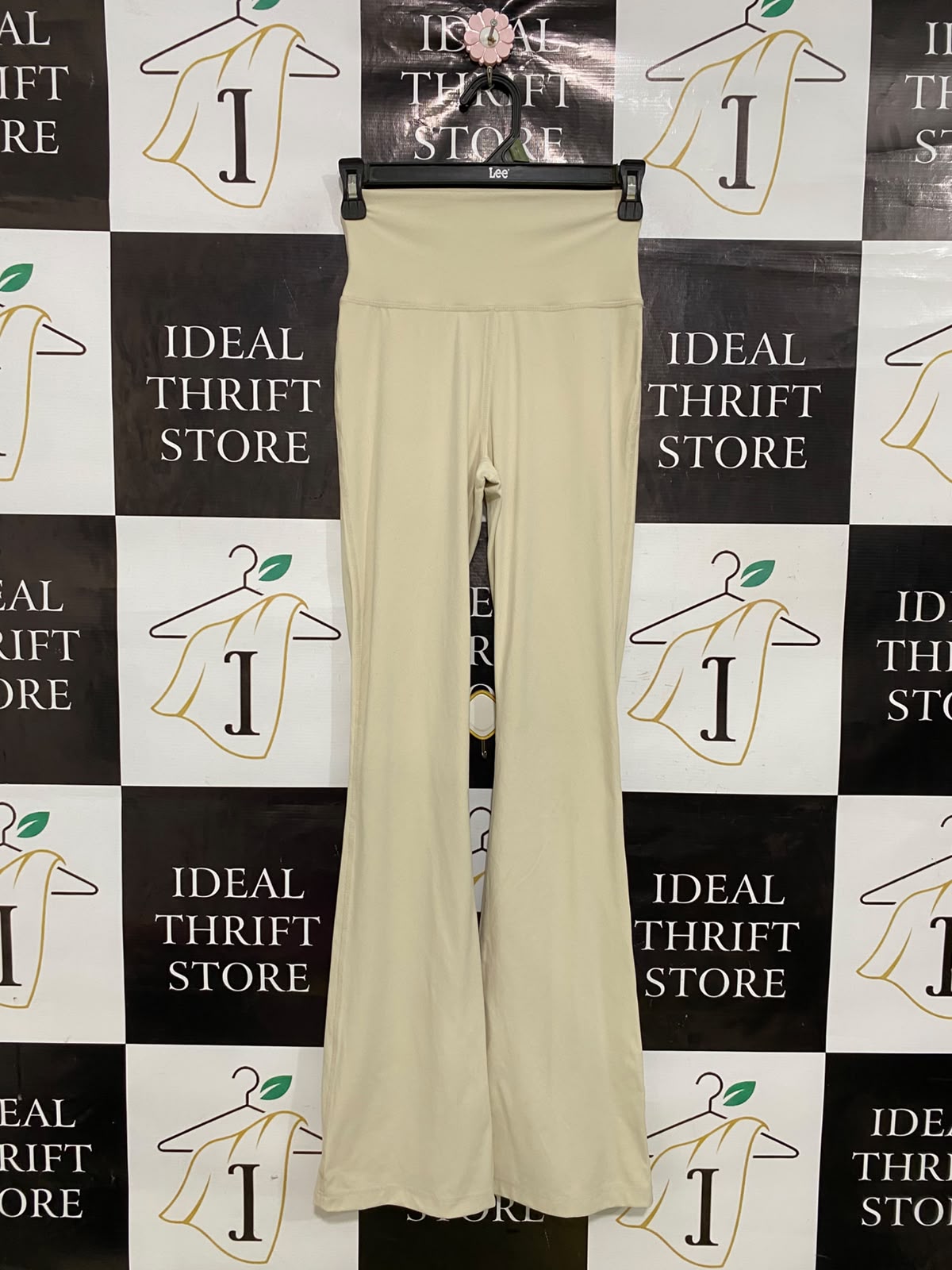 ECHT |S| WAIST 22| A34| BEIGE HIGH-WAISTED PERFORMANCE STRETCH FLARE PANTS