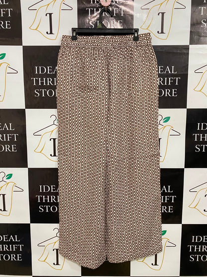 TARGET WOMAN |L| WAIST 32| A34| BROWN GEOMETRIC-PRINT DRAWSTRING WIDE-LEG LOUNGE PANTS