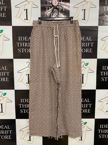 TARGET WOMAN |L| WAIST 32| A34| BROWN GEOMETRIC-PRINT DRAWSTRING WIDE-LEG LOUNGE PANTS