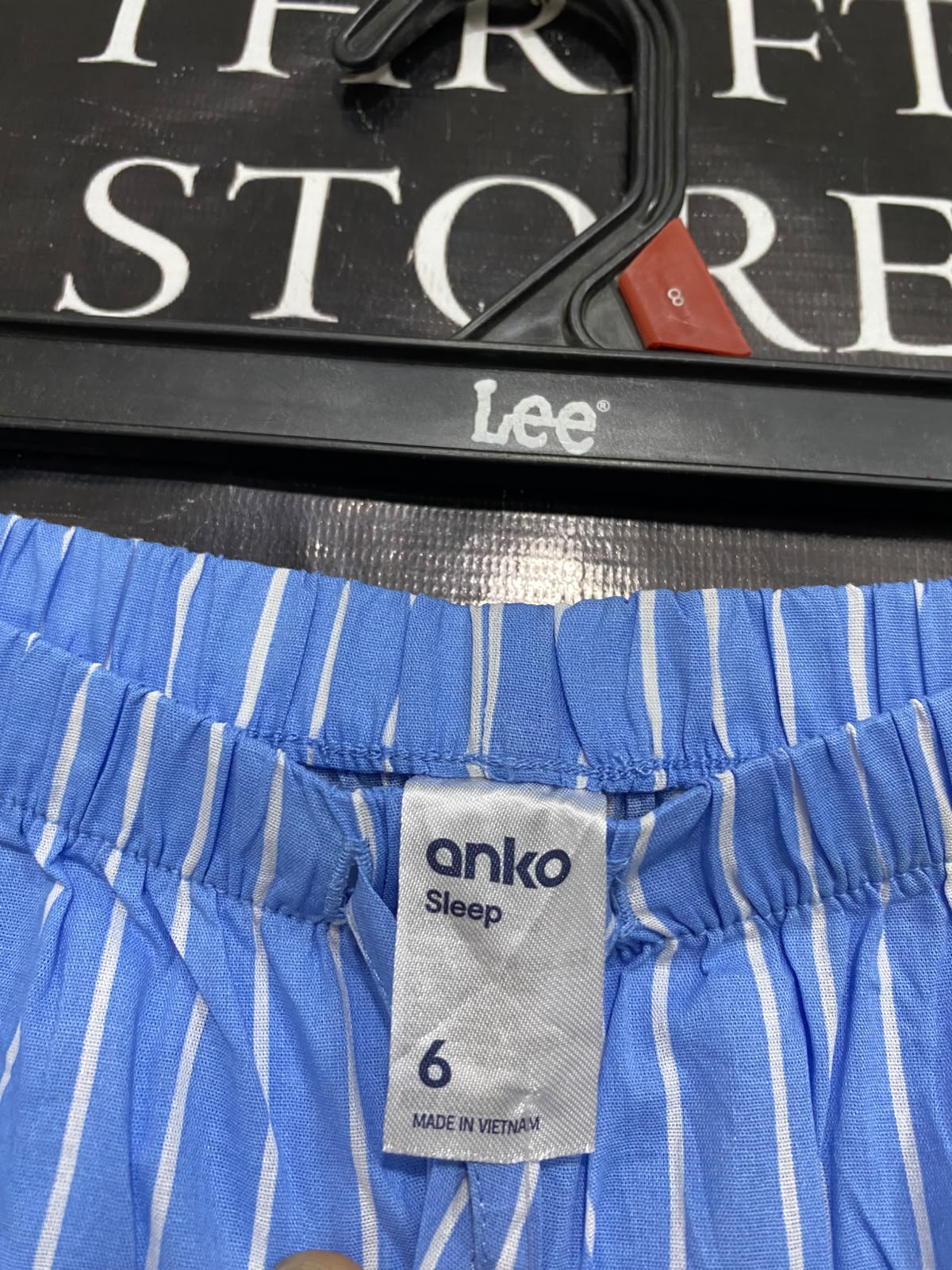 ANKO |XS| WAIST 24| A34| BLUE & WHITE STRIPED COTTON DRAWSTRING WIDE-LEG LOUNGE PANTS