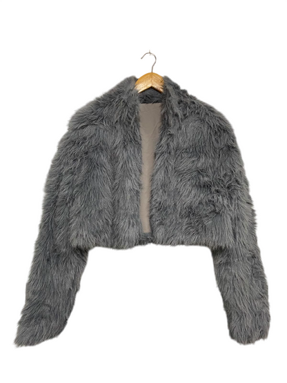 SHEIN |M| BUST 21| A35| CHARCOAL GREY SHAGGY FAUX-FUR CROPPED BOLERO JACKET