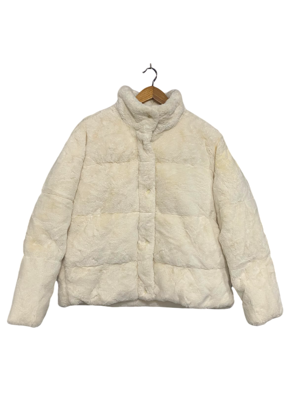 ZARA |L| BUST 24| A36| CREAM FAUX-FUR QUILTED ZIP-UP WINTER PUFFER JACKET