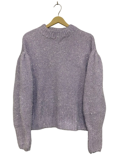 H&M |S| BUST 22| A36| LAVENDER SPARKLE METALLIC MOCK-NECK LONG-SLEEVE SWEATER