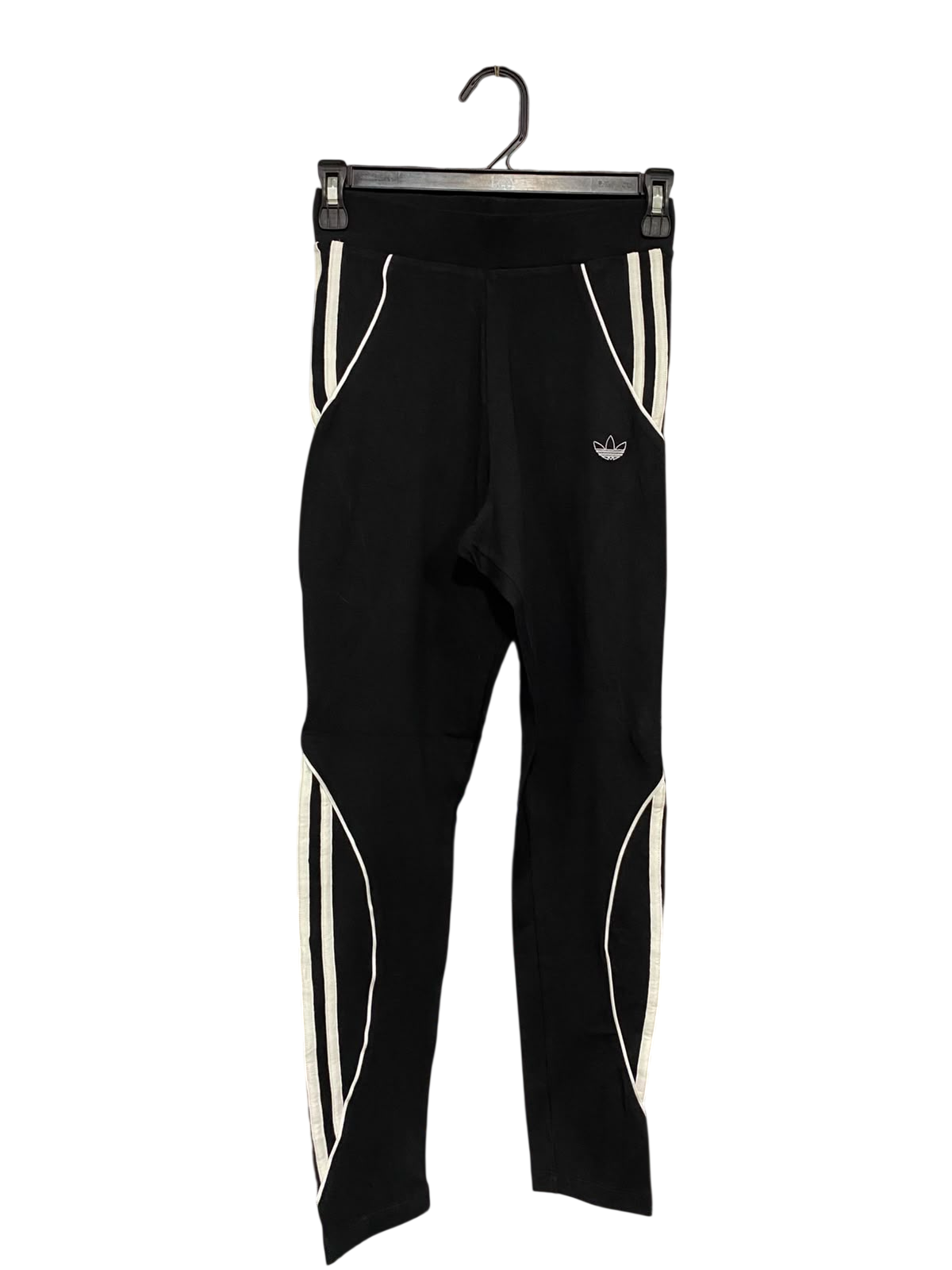 ADIDAS |XS| WAIST 24| A36| BLACK & WHITE THREE-STRIPE PERFORMANCE-STRETCH LEGGINGS