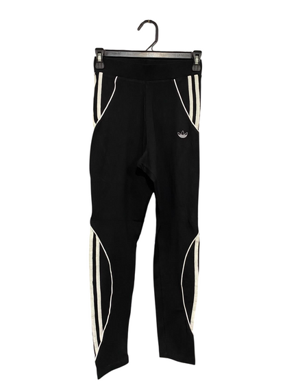 ADIDAS |XS| WAIST 24| A36| BLACK & WHITE THREE-STRIPE PERFORMANCE-STRETCH LEGGINGS