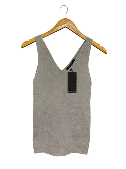 PORTMANS |XS| BUST 12| A36| SILVER METALLIC SHIMMER V-NECK KNIT TANK TOP