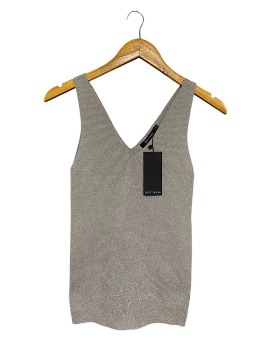 PORTMANS |XS| BUST 12| A36| SILVER METALLIC SHIMMER V-NECK KNIT TANK TOP