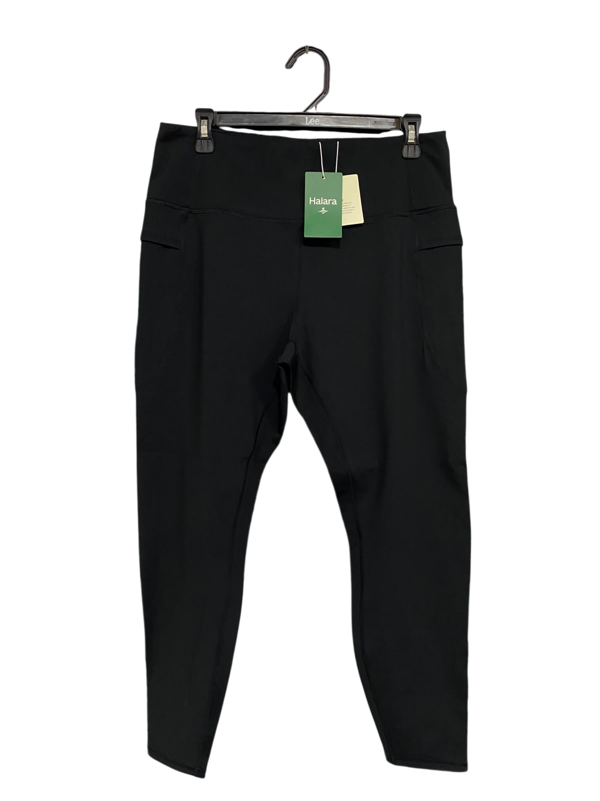 HALARA |L| WAIST 30| A36| BLACK HIGH-WAISTED PERFORMANCE ACTIVEWEAR LEGGINGS WITH SIDE POCKETS