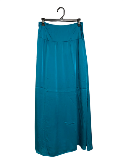 REISS |M| WAIST 28| A36| TEAL SATIN HIGH-WAISTED FLOWY MAXI SKIRT