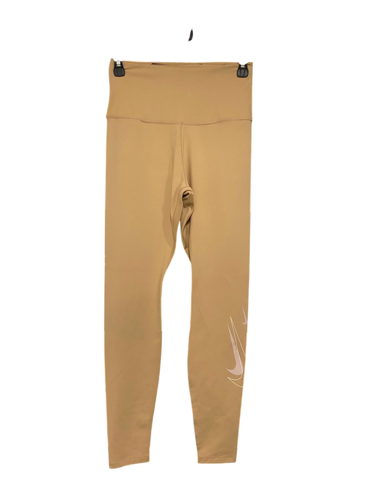 NIKE |S| WAIST 24| A36| BEIGE HIGH-WAISTED PERFORMANCE STRETCH LEGGINGS WITH SWOOSH LOGO