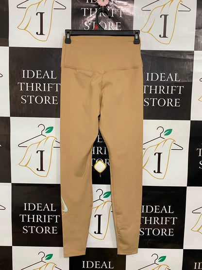 NIKE |S| WAIST 24| A36| BEIGE HIGH-WAISTED PERFORMANCE STRETCH LEGGINGS WITH SWOOSH LOGO