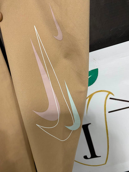 NIKE |S| WAIST 24| A36| BEIGE HIGH-WAISTED PERFORMANCE STRETCH LEGGINGS WITH SWOOSH LOGO