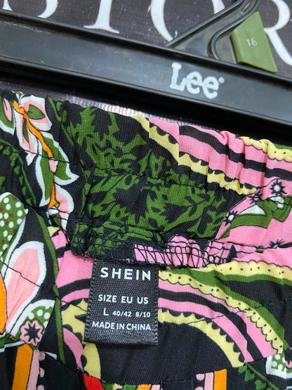SHEIN |L| WAIST 28| A36| MULTICOLOR PAISLEY-PRINT BOHO HIGH-WAISTED WIDE-LEG PALAZZO PANTS