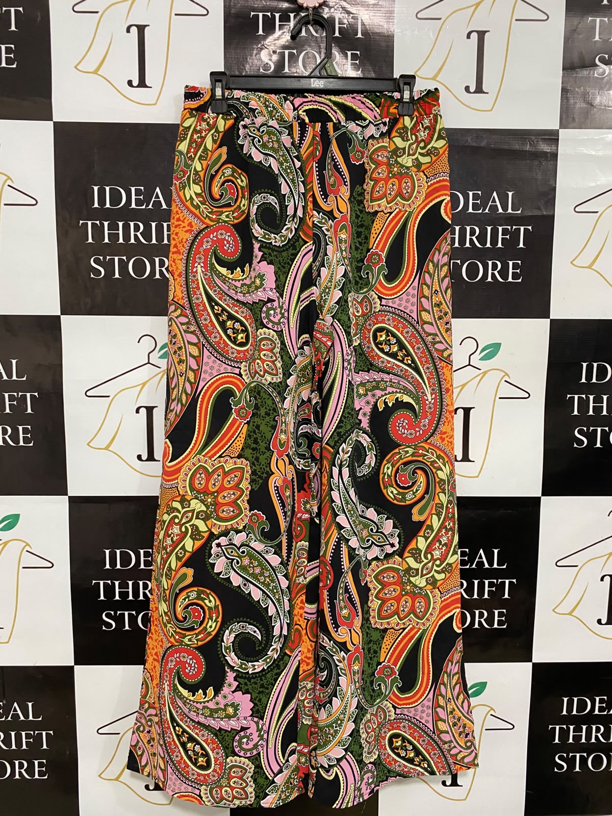 SHEIN |L| WAIST 28| A36| MULTICOLOR PAISLEY-PRINT BOHO HIGH-WAISTED WIDE-LEG PALAZZO PANTS