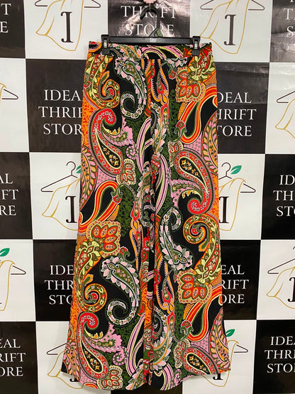 SHEIN |L| WAIST 28| A36| MULTICOLOR PAISLEY-PRINT BOHO HIGH-WAISTED WIDE-LEG PALAZZO PANTS