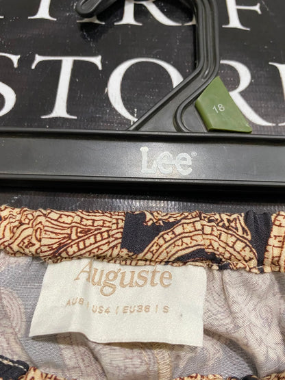 AUGUSTE |S| WAIST 26| A36| BLACK & GOLD BAROQUE-PRINT DRAWSTRING WIDE-LEG LOUNGE PANTS