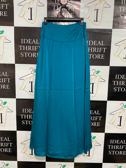 REISS |M| WAIST 28| A36| TEAL SATIN HIGH-WAISTED FLOWY MAXI SKIRT