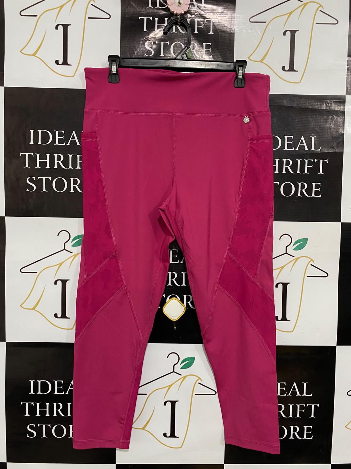 REPREVE |L| WAIST 32| A36| MAGENTA HIGH-WAISTED PERFORMANCE ACTIVEWEAR LEGGINGS WITH SIDE POCKETS