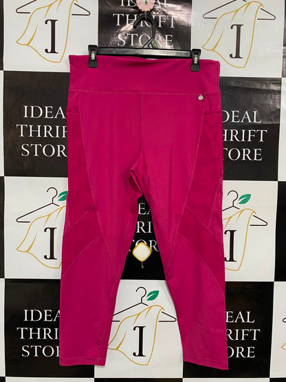 REPREVE |L| WAIST 32| A36| MAGENTA HIGH-WAISTED PERFORMANCE ACTIVEWEAR LEGGINGS WITH SIDE POCKETS