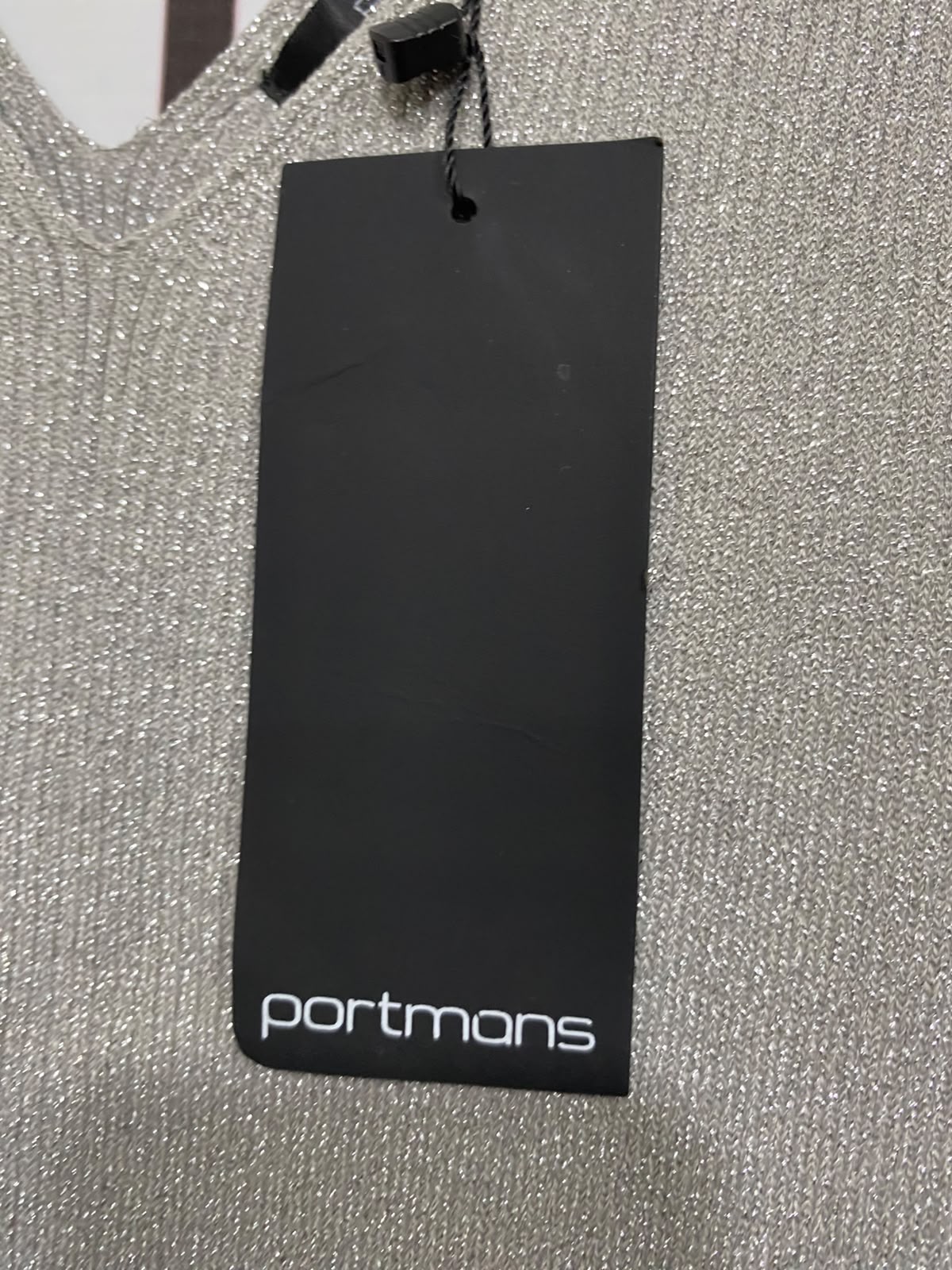 PORTMANS |XS| BUST 12| A36| SILVER METALLIC SHIMMER V-NECK KNIT TANK TOP