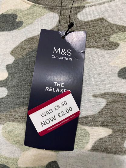 M&S |S| BUST 17| A36| CAMOUFLAGE PRINT CREW-NECK SLEEVELESS TANK TOP