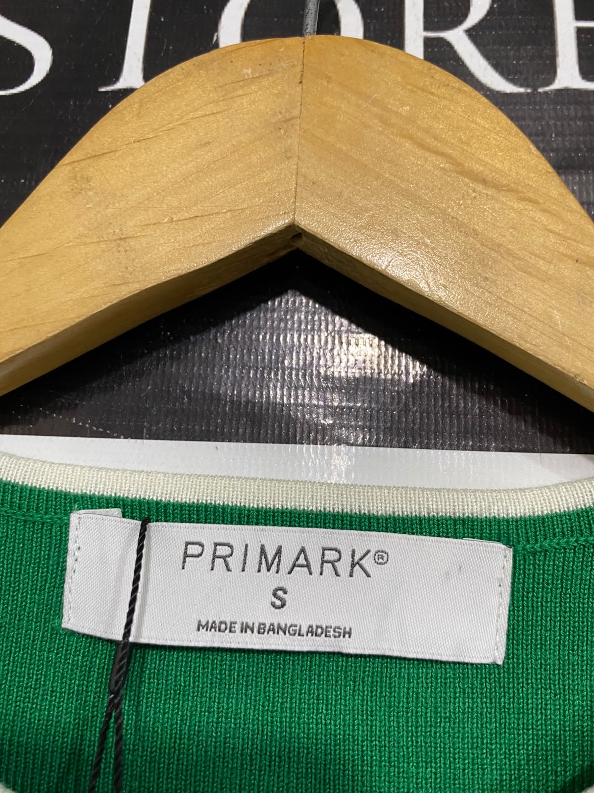 PRIMARK |S| BUST 12| A36| EMERALD GREEN CONTRAST-TRIM SHORT-SLEEVE FITTED TOP