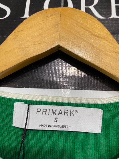 PRIMARK |S| BUST 12| A36| EMERALD GREEN CONTRAST-TRIM SHORT-SLEEVE FITTED TOP