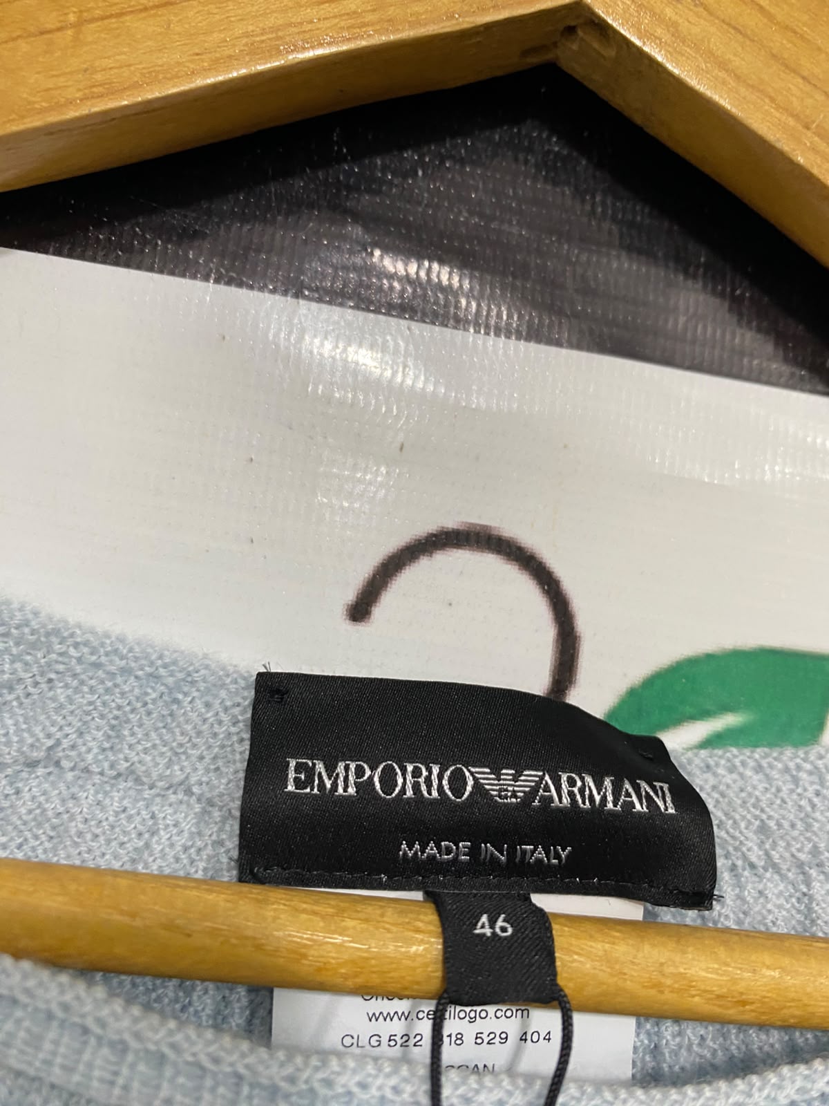 EMPORIO ARMANI |M| BUST 17| A36| LIGHT BLUE TEXTURED PLEATED LONG-SLEEVE JUMPER