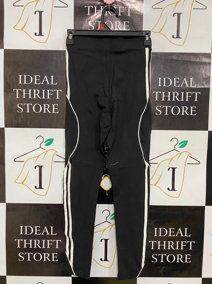 ADIDAS |XS| WAIST 24| A36| BLACK & WHITE THREE-STRIPE PERFORMANCE-STRETCH LEGGINGS