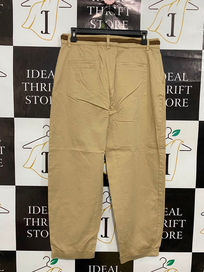 ZARA |S| WAIST 30| A36| BEIGE UTILITY CHINO TROUSERS WITH BRAIDED BELT