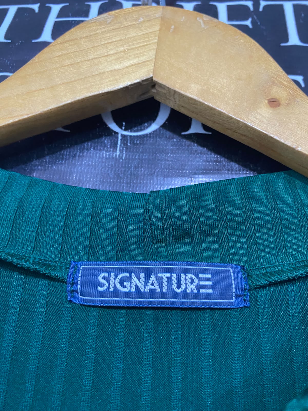 SIGNATURE |M| A36| EMERALD GREEN RIBBED LONG-SLEEVE TUNIC AND WIDE-LEG TROUSER SET