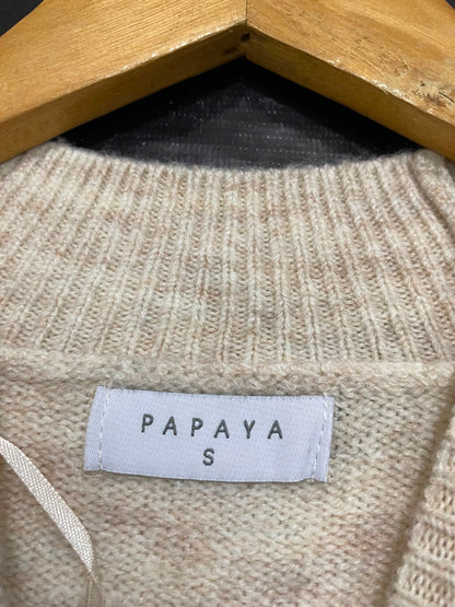 PAPAYA |S| BUST 18| A36| BEIGE SEQUIN STAR-EMBOSSED LONG-SLEEVE KNIT TUNIC DRESS