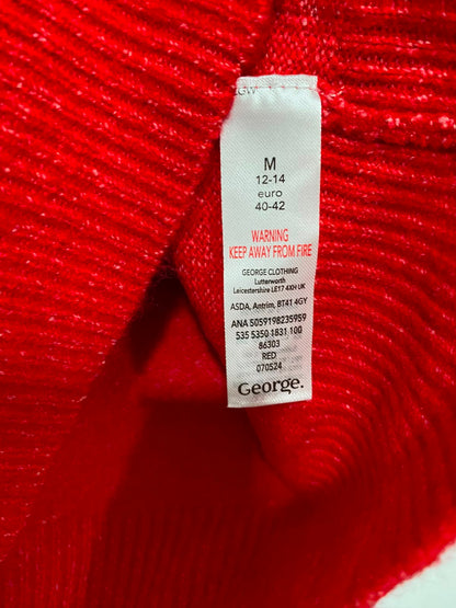 GEORGE |M| BUST 21| A36| RED GOLD SEQUIN REINDEER FESTIVE LONG-SLEEVE KNIT SWEATER